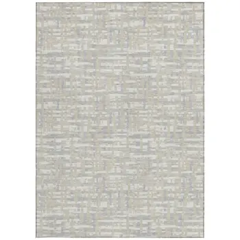 5' X 8' Beige And Gray Abstract Washable Indoor Outdoor Area Rug