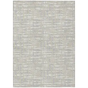 5' X 8' Beige And Gray Abstract Washable Indoor Outdoor Area Rug