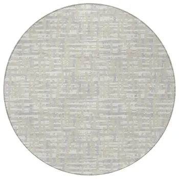 8' Beige And Gray Round Abstract Washable Indoor Outdoor Area Rug