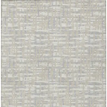 10' X 14' Beige And Gray Abstract Washable Indoor Outdoor Area Rug