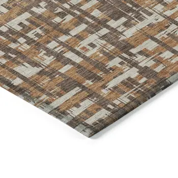 3' X 5' Chocolate Copper And Beige Abstract Washable Indoor Outdoor Area Rug