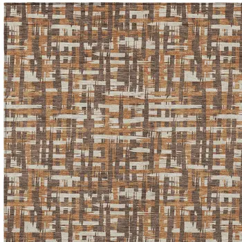 5' X 8' Chocolate Copper And Beige Abstract Washable Indoor Outdoor Area Rug