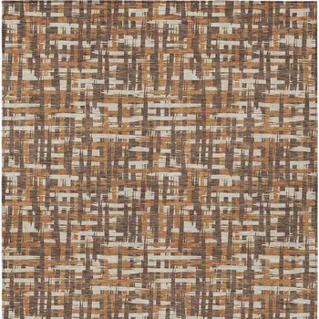 9' X 12' Chocolate Copper And Beige Abstract Washable Indoor Outdoor Area Rug