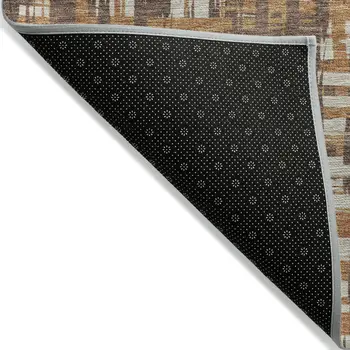 10' X 14' Chocolate Copper And Beige Abstract Washable Indoor Outdoor Area Rug