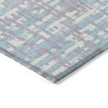 5' X 8' Lavender Aqua And Beige Abstract Washable Indoor Outdoor Area Rug