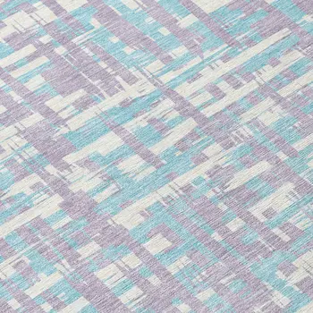 5' X 8' Lavender Aqua And Beige Abstract Washable Indoor Outdoor Area Rug