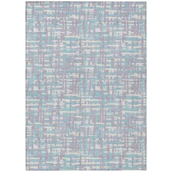 8' X 10' Lavender Aqua And Beige Abstract Washable Indoor Outdoor Area Rug
