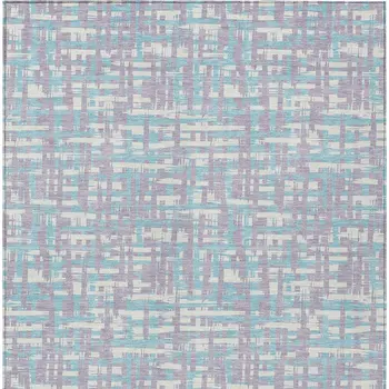9' X 12' Lavender Aqua And Beige Abstract Washable Indoor Outdoor Area Rug