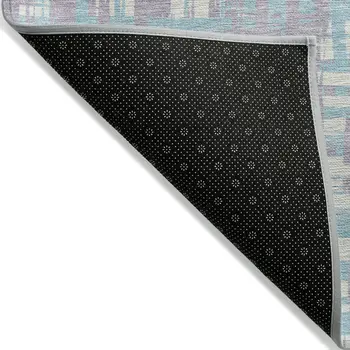 9' X 12' Lavender Aqua And Beige Abstract Washable Indoor Outdoor Area Rug