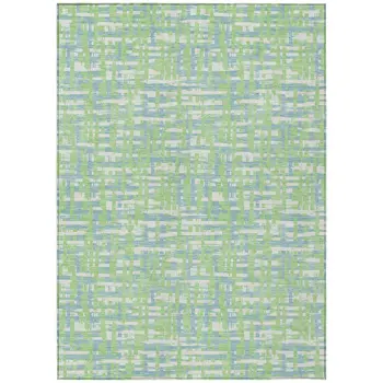 3' X 5' Mint Green Blue And Beige Abstract Washable Indoor Outdoor Area Rug