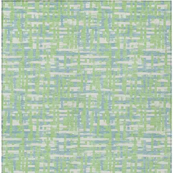 5' X 8' Mint Green Blue And Beige Abstract Washable Indoor Outdoor Area Rug
