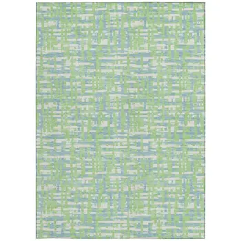 9' X 12' Mint Green Blue And Beige Abstract Washable Indoor Outdoor Area Rug