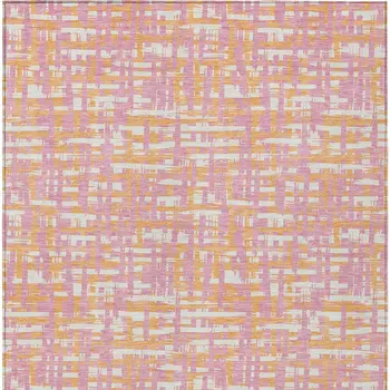 5' X 8' Pink Copper And Beige Abstract Washable Indoor Outdoor Area Rug