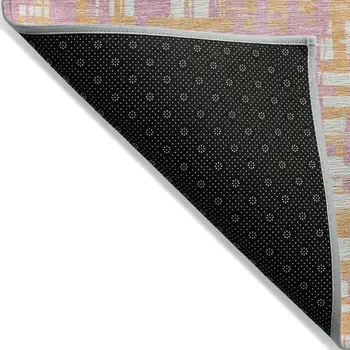 8' X 10' Pink Copper And Beige Abstract Washable Indoor Outdoor Area Rug