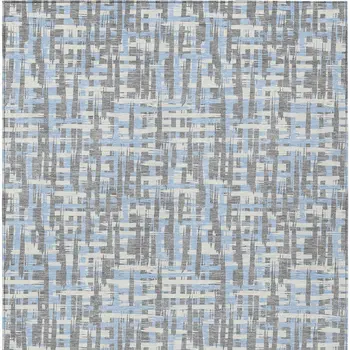 3' X 5' Silver Blue And Beige Abstract Washable Indoor Outdoor Area Rug
