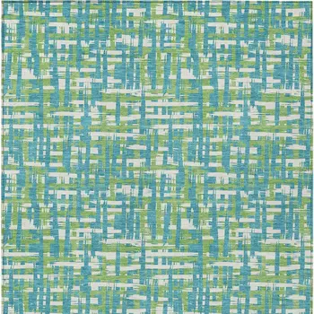 3' X 5' Turquoise Green And Ivory Abstract Washable Indoor Outdoor Area Rug