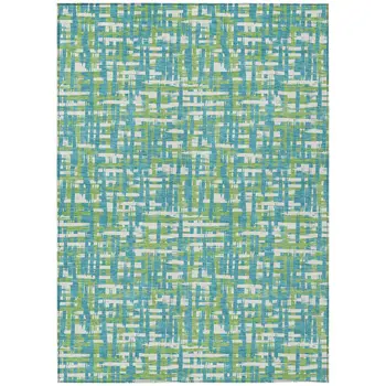 5' X 8' Turquoise Green And Ivory Abstract Washable Indoor Outdoor Area Rug