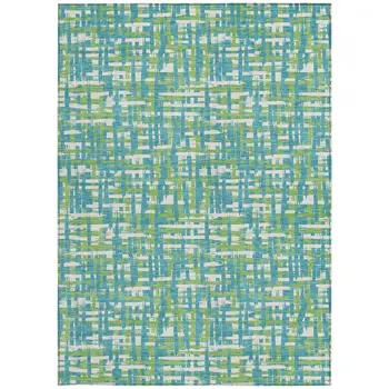 5' X 8' Turquoise Green And Ivory Abstract Washable Indoor Outdoor Area Rug