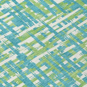 5' X 8' Turquoise Green And Ivory Abstract Washable Indoor Outdoor Area Rug