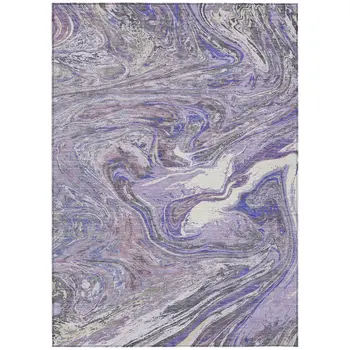3' X 5' Lavender Purple And Gray Abstract Washable Indoor Outdoor Area Rug