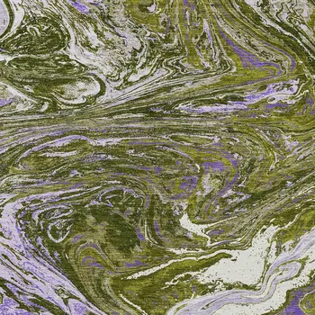 5' X 8' Olive Green Purple And Beige Abstract Washable Indoor Outdoor Area Rug