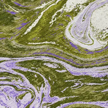 10' X 14' Olive Green Purple And Beige Abstract Washable Indoor Outdoor Area Rug