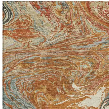 5' X 8' Brown Beige And Gray Abstract Washable Indoor Outdoor Area Rug