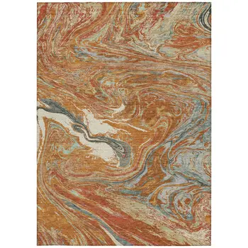 9' X 12' Brown Beige And Gray Abstract Washable Indoor Outdoor Area Rug