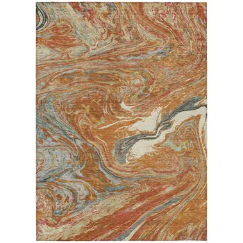 9' X 12' Brown Beige And Gray Abstract Washable Indoor Outdoor Area Rug