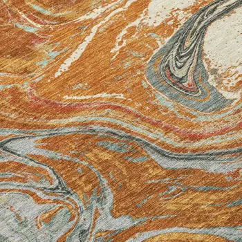 9' X 12' Brown Beige And Gray Abstract Washable Indoor Outdoor Area Rug