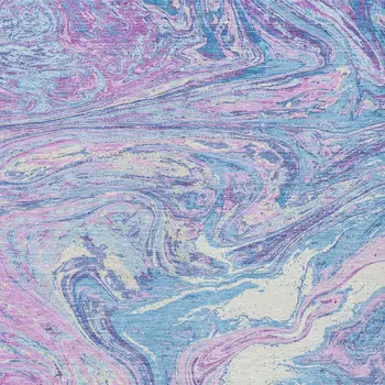 3' X 5' Sky Blue Lavender And Ivory Abstract Washable Indoor Outdoor Area Rug