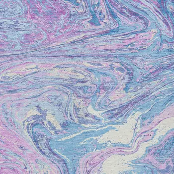 5' X 8' Sky Blue Lavender And Ivory Abstract Washable Indoor Outdoor Area Rug