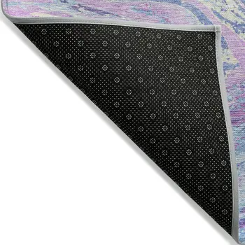 10' X 14' Sky Blue Lavender And Ivory Abstract Washable Indoor Outdoor Area Rug