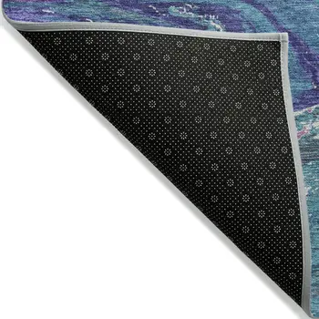 3' X 5' Teal Blue Purple And Pink Abstract Washable Indoor Outdoor Area Rug