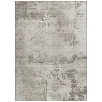 3' X 5' Beige And Gray Abstract Washable Indoor Outdoor Area Rug