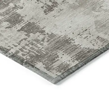 5' X 8' Beige And Gray Abstract Washable Indoor Outdoor Area Rug