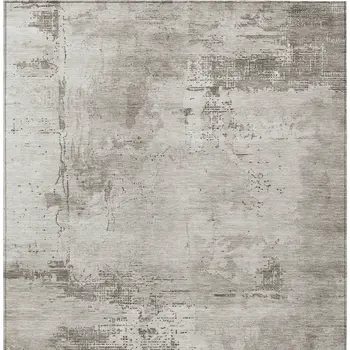 8' X 10' Beige And Gray Abstract Washable Indoor Outdoor Area Rug