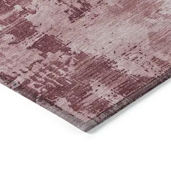 9' X 12' Blush And Ivory Abstract Washable Indoor Outdoor Area Rug