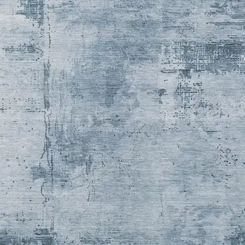 9' X 12' Denim Blue And Silver Abstract Washable Indoor Outdoor Area Rug