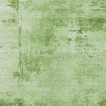 9' X 12' Green And Ivory Abstract Washable Indoor Outdoor Area Rug
