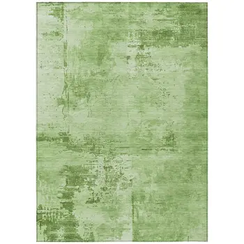 10' X 14' Green And Ivory Abstract Washable Indoor Outdoor Area Rug