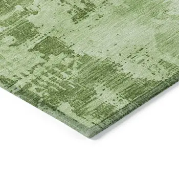 10' X 14' Green And Ivory Abstract Washable Indoor Outdoor Area Rug
