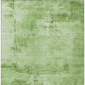 10' X 14' Green And Ivory Abstract Washable Indoor Outdoor Area Rug
