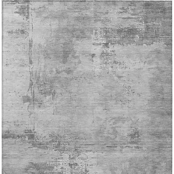 5' X 8' Gray And Silver Abstract Washable Indoor Outdoor Area Rug