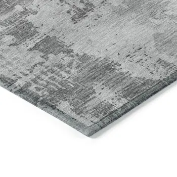 8' X 10' Gray And Silver Abstract Washable Indoor Outdoor Area Rug