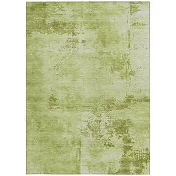 5' X 8' Lime Green And Ivory Abstract Washable Indoor Outdoor Area Rug