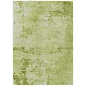 5' X 8' Lime Green And Ivory Abstract Washable Indoor Outdoor Area Rug