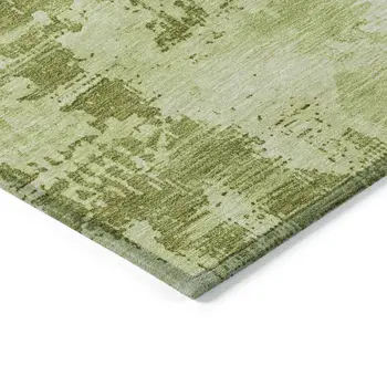 5' X 8' Lime Green And Ivory Abstract Washable Indoor Outdoor Area Rug