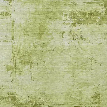 9' X 12' Lime Green And Ivory Abstract Washable Indoor Outdoor Area Rug