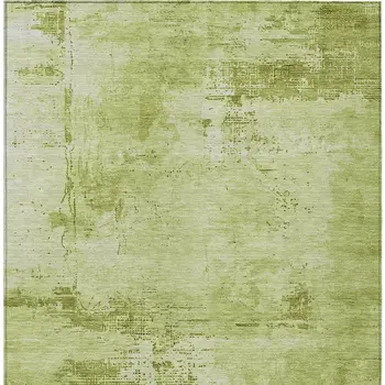 10' X 14' Lime Green And Ivory Abstract Washable Indoor Outdoor Area Rug